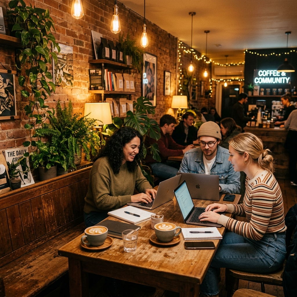 Suasana ngopi santai di kafe